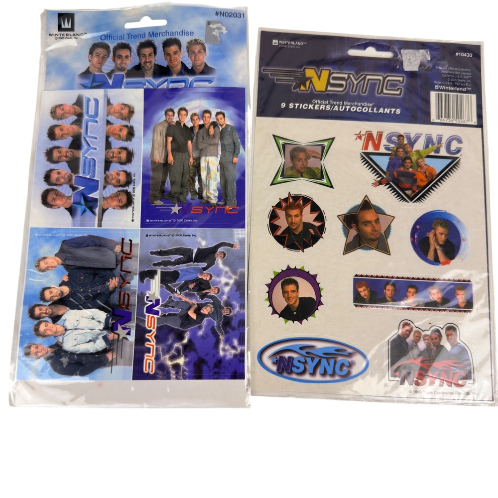 Vintage Y2K NSYNC Sticker Sheets Lot 2 Winterland 1999 2000 Official Merchandise